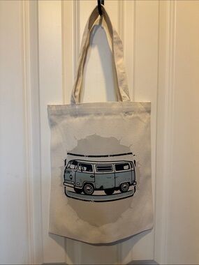 Canvas Tote Bag with Vintage VW Van Print